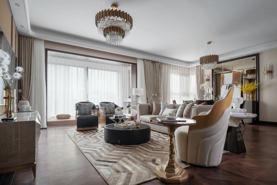 江門市嶺江一品輕奢風(fēng)格三居室裝修案例