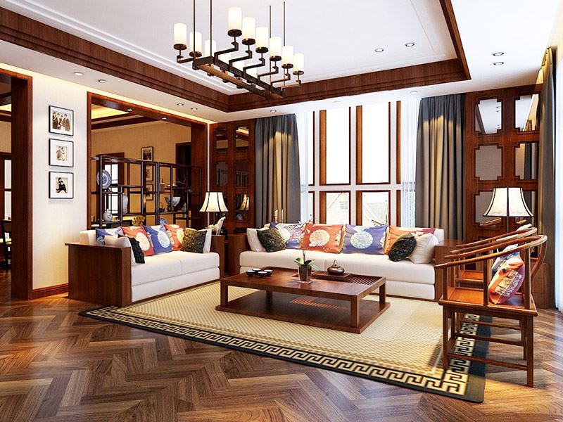 佛山市雅居樂&middot;江畔明珠新中式風(fēng)格四居室裝修案例