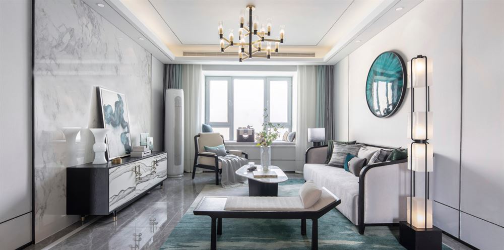 佛山市世茂弘陽綠島湖公館新中式風(fēng)格三居室裝修案例