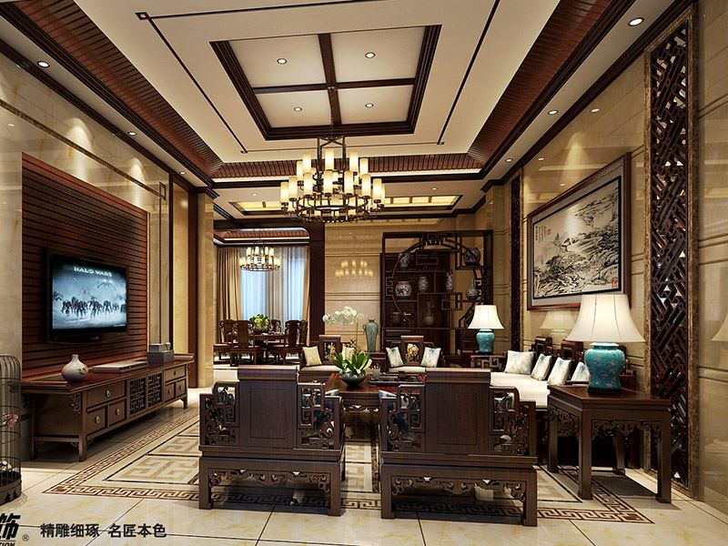 茂名市碧桂園&middot;公園壹號新中式風(fēng)格別墅裝修案例