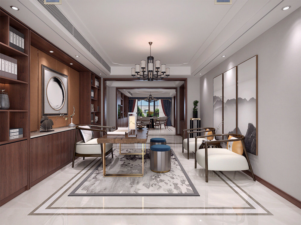 新中式別墅大宅裝修設(shè)計-書房
