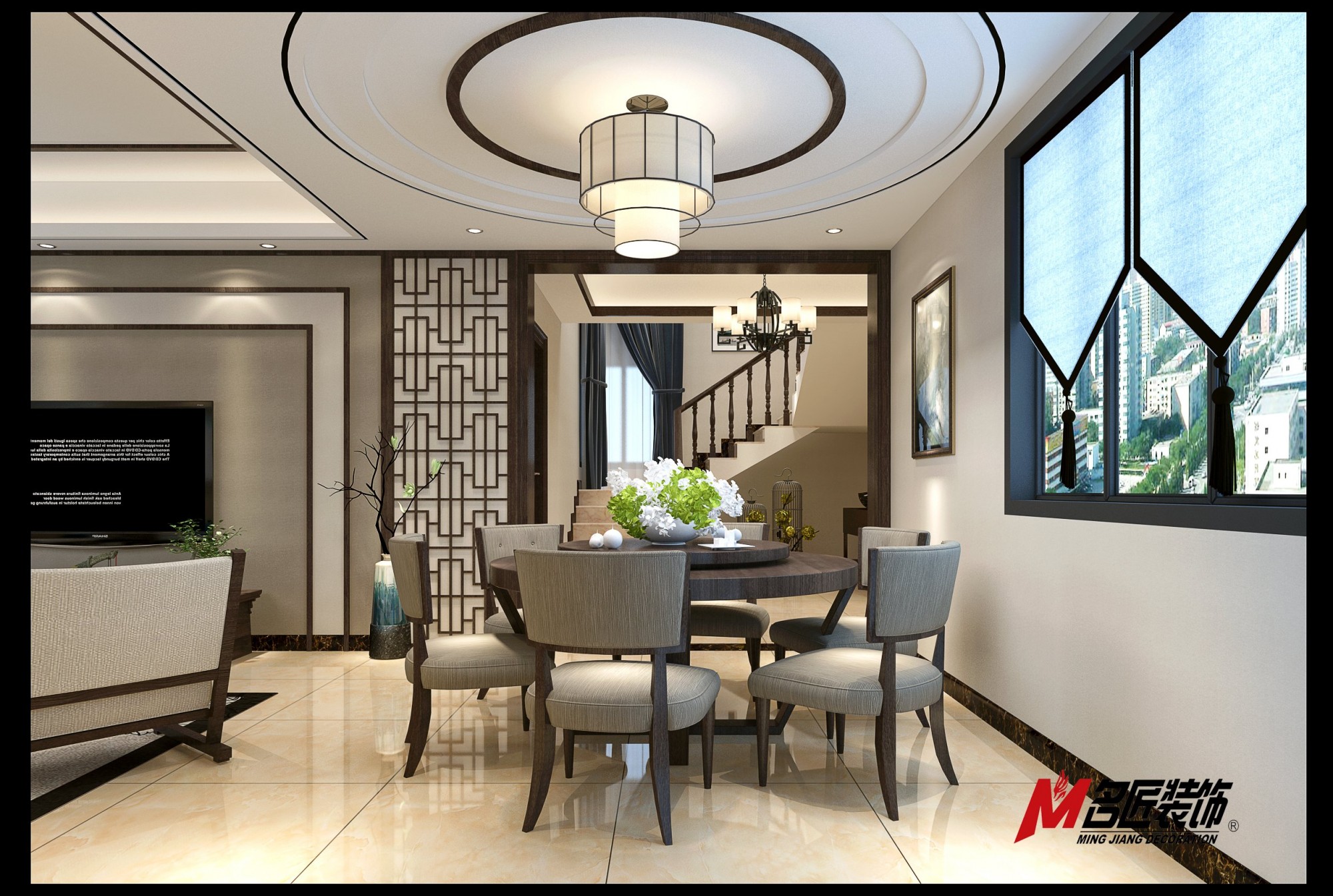 無錫市建發(fā)玖里灣新中式風格復式裝修案例