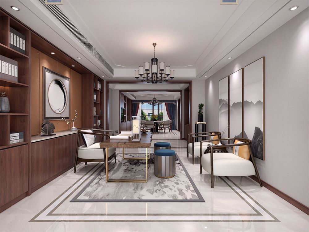 連云港市翰林居新中式風格別墅裝修案例
