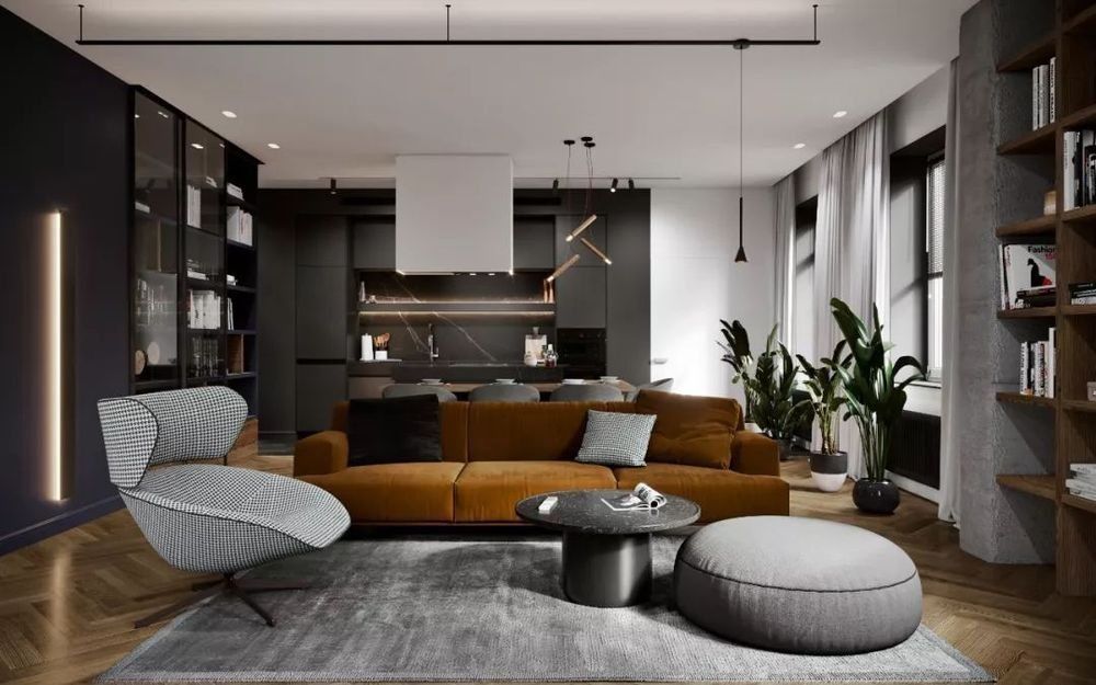 北歐工業(yè)風格家裝設(shè)計室內(nèi)裝修效果圖-客廳