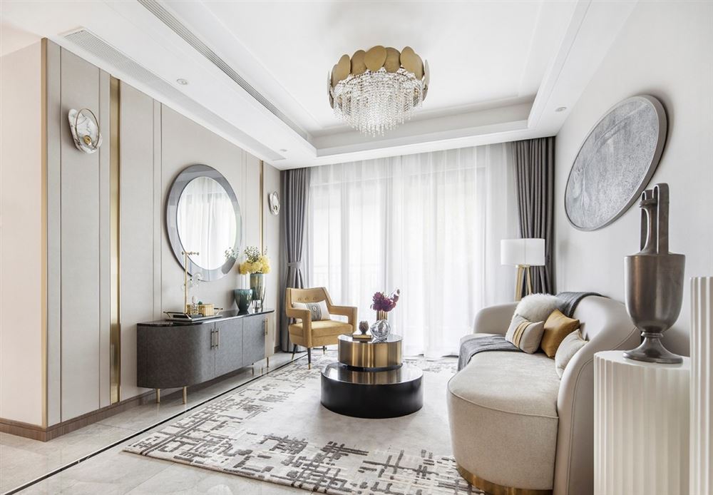 江門市名門壹號輕奢風格三居室裝修案例