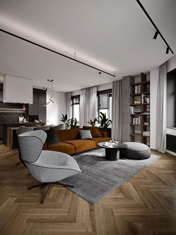 北歐工業(yè)風格家裝設(shè)計室內(nèi)裝修效果圖-客廳