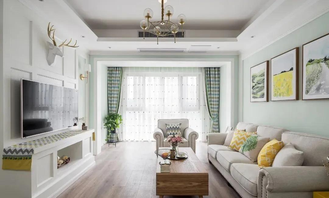 廣州裝修公司田園風格室內(nèi)裝修效果圖-客廳