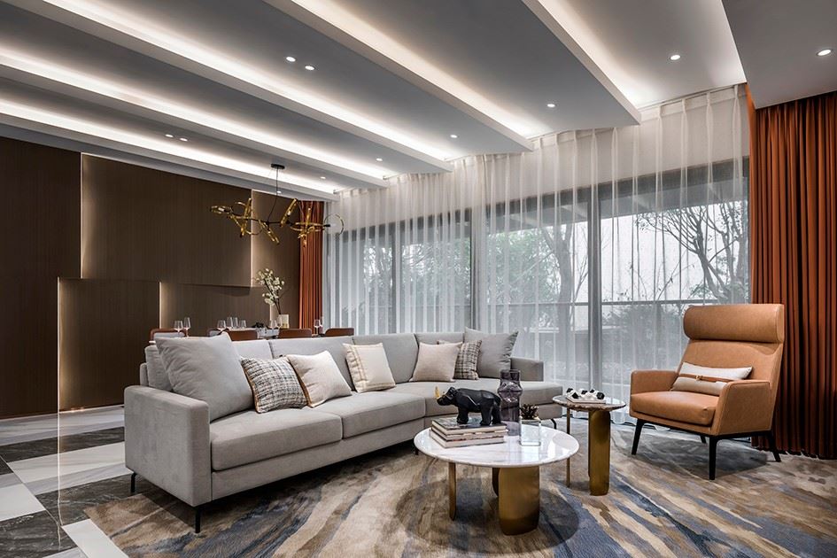 陽江市美侖廣場輕奢風格三居室裝修案例