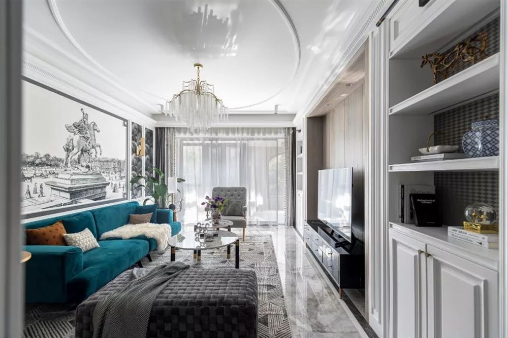 昭通市福都大廈美式風(fēng)格三居室裝修案例