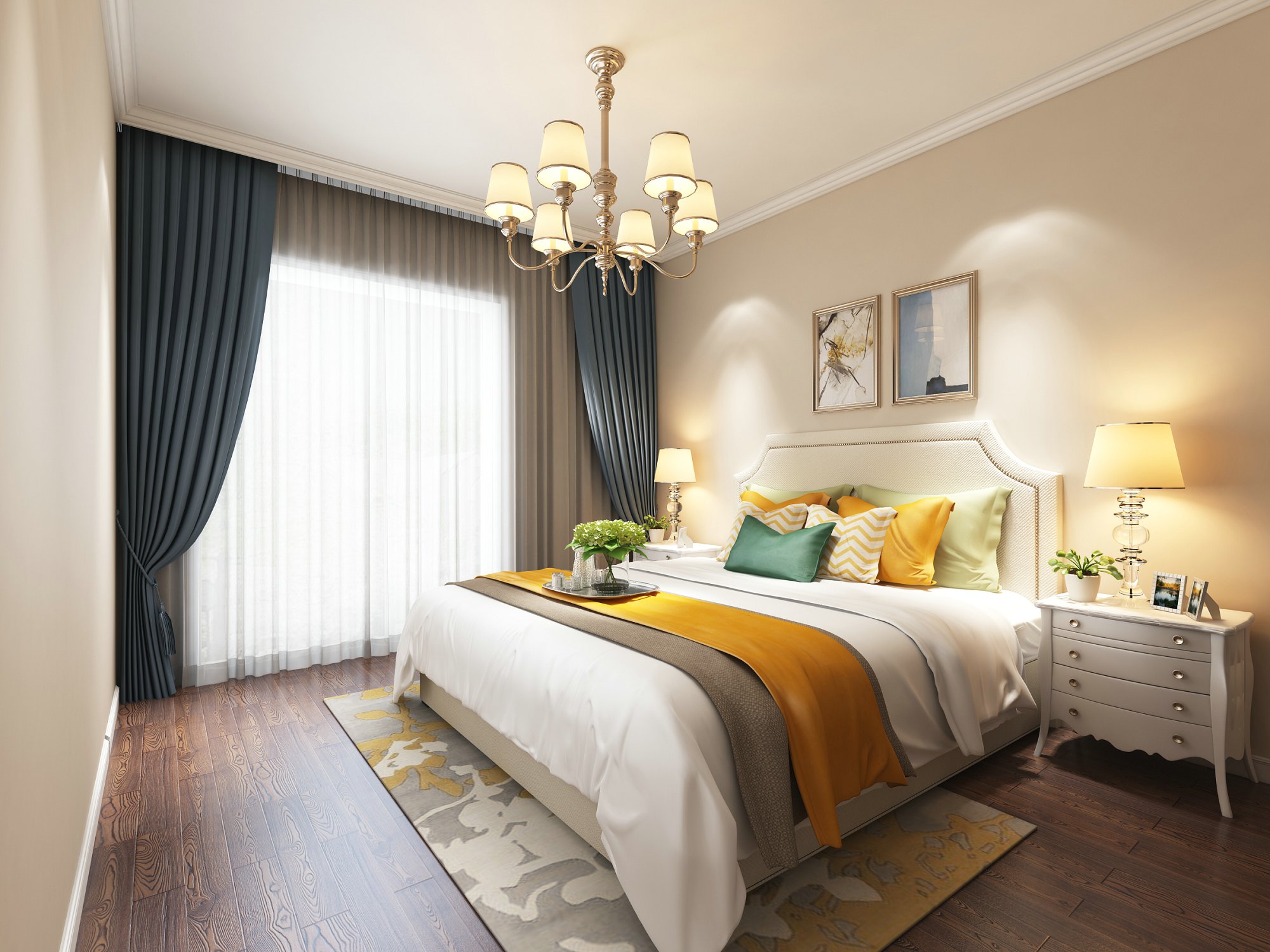 合肥市華僑城半湯溫泉小鎮(zhèn)歐式風格三居室裝修案例