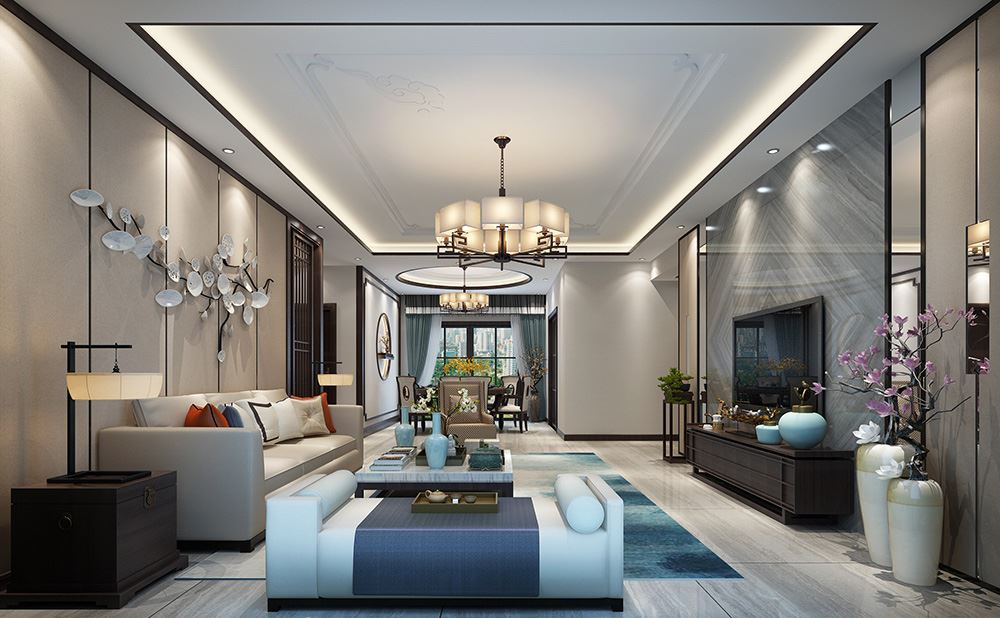 佛山市新希望悅瓏灣新中式風(fēng)格四居室裝修案例