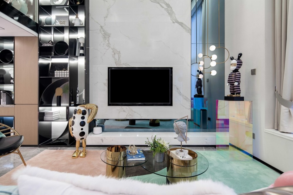 現(xiàn)代輕奢風格室內(nèi)家裝案例效果圖-客廳