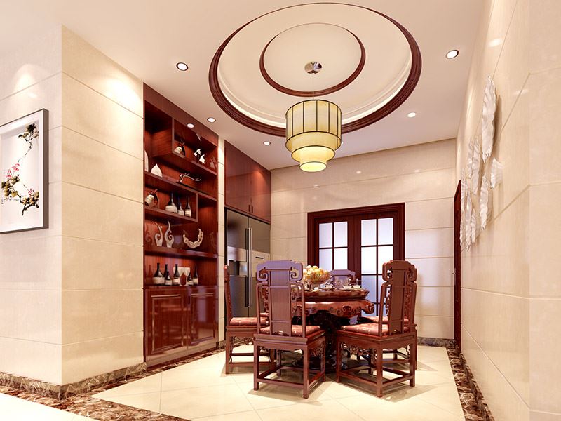 河源市鴻大城新中式風(fēng)格三居室裝修案例