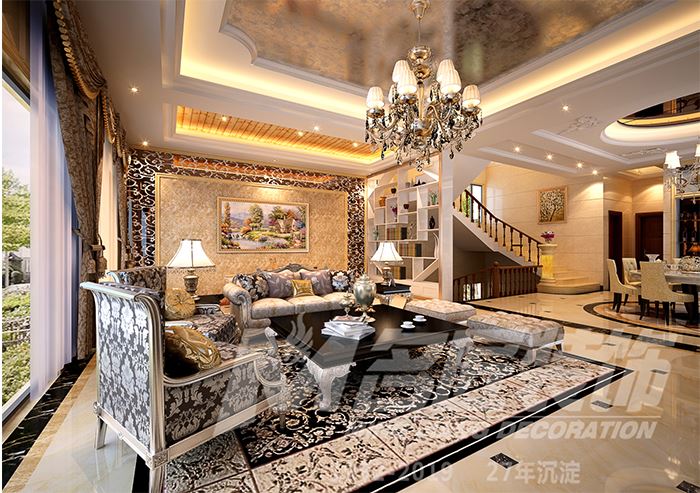 佛山市峰睿公館歐式風格三居室裝修案例