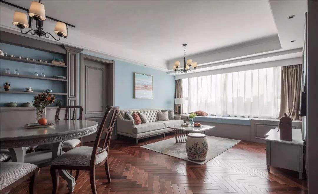 美式復古風格家裝設(shè)計室內(nèi)裝修效果圖-客餐廳