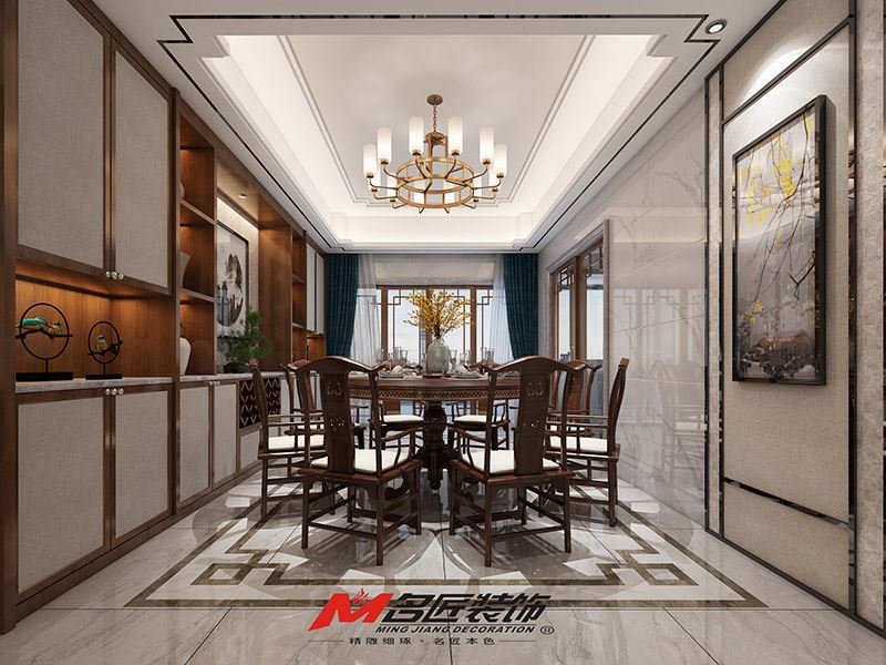 揭陽市佳欣花園新中式風格三居室裝修案例