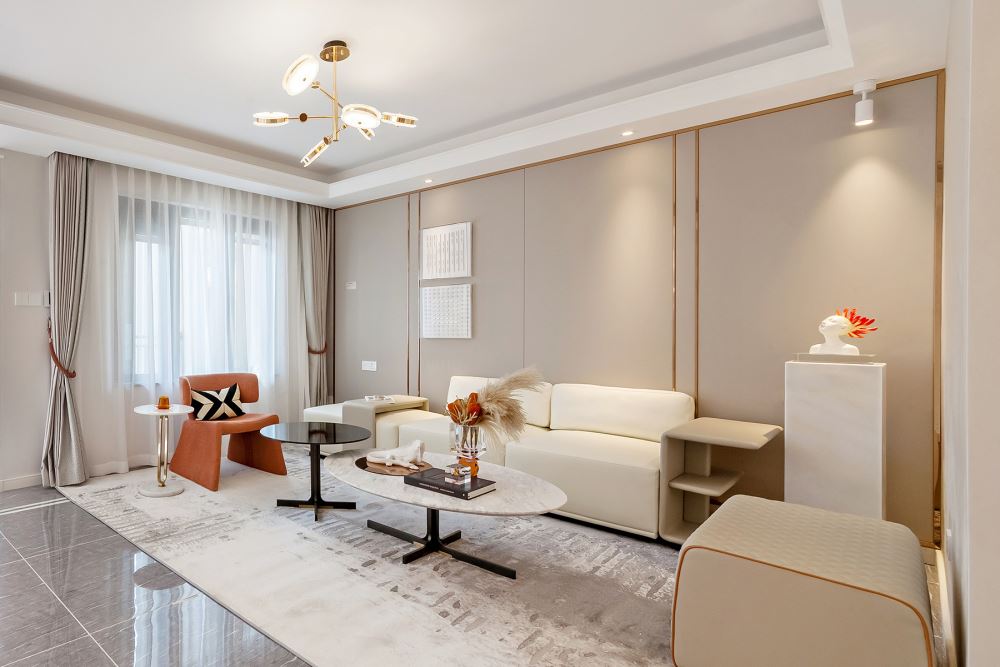 江門市珠江國(guó)際新城輕奢風(fēng)格三居室裝修案例