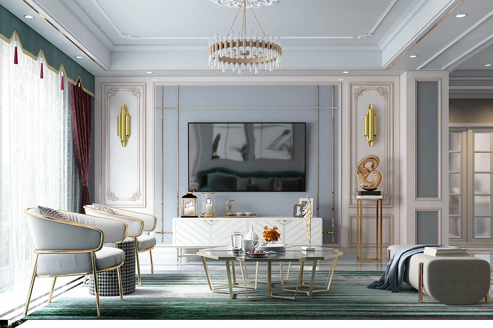 佛山市保利雲(yún)上美式風(fēng)格四居室裝修案例