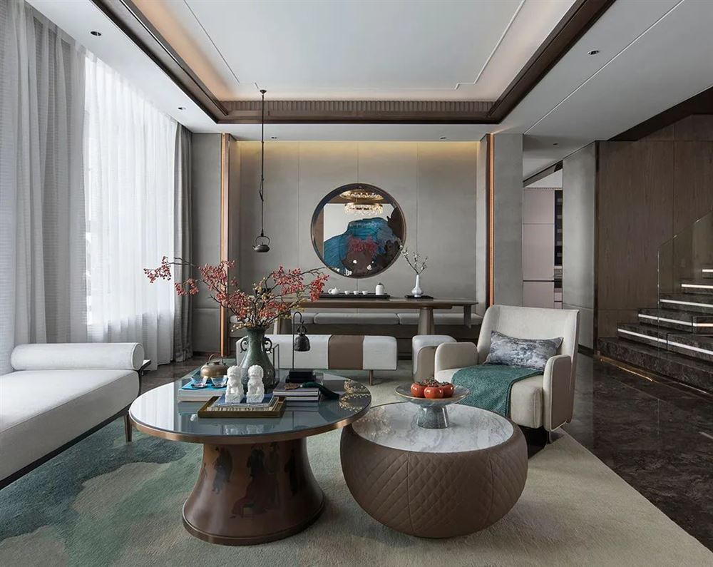 廣州市富力東堤灣新中式風(fēng)格復(fù)式裝修案例