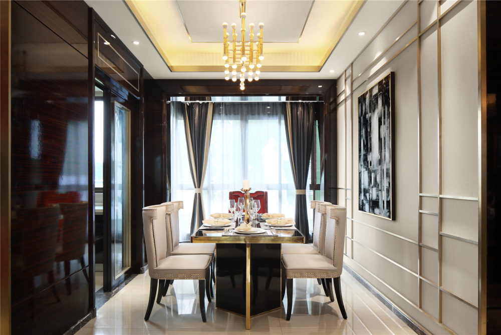 高調(diào)奢華歐式風(fēng)格室內(nèi)家裝案例效果圖-餐廳