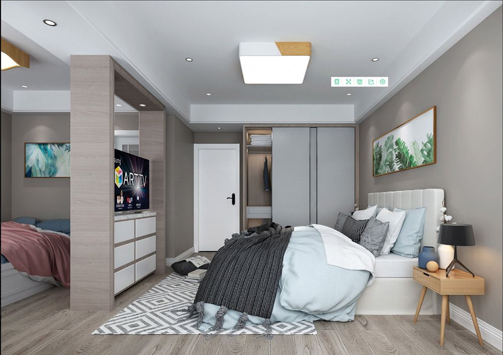 臺州市濱江鉑金海岸現(xiàn)代簡約風格三居室裝修案例