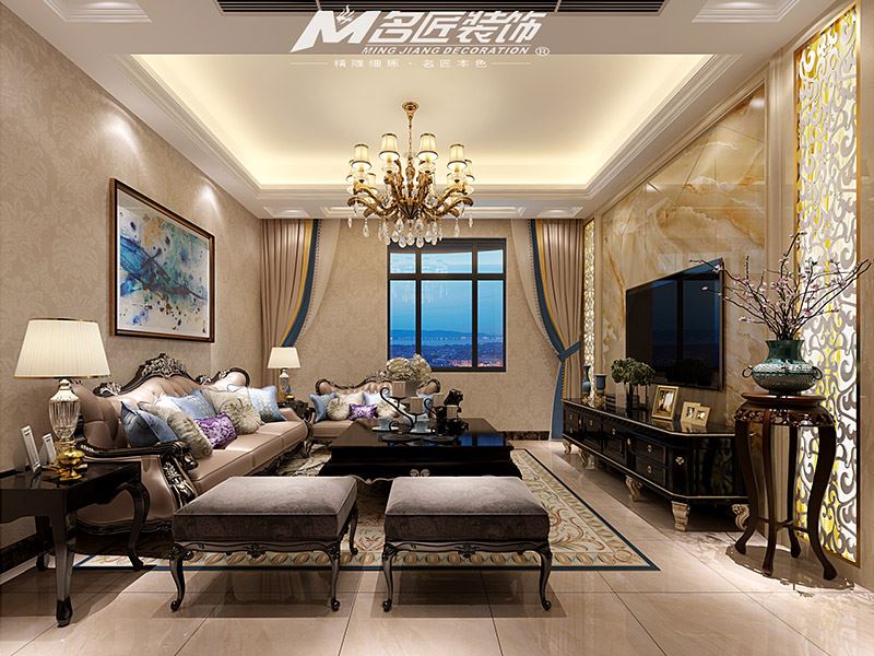 揭陽市金豐花園小區(qū)輕奢風格平層裝修案例