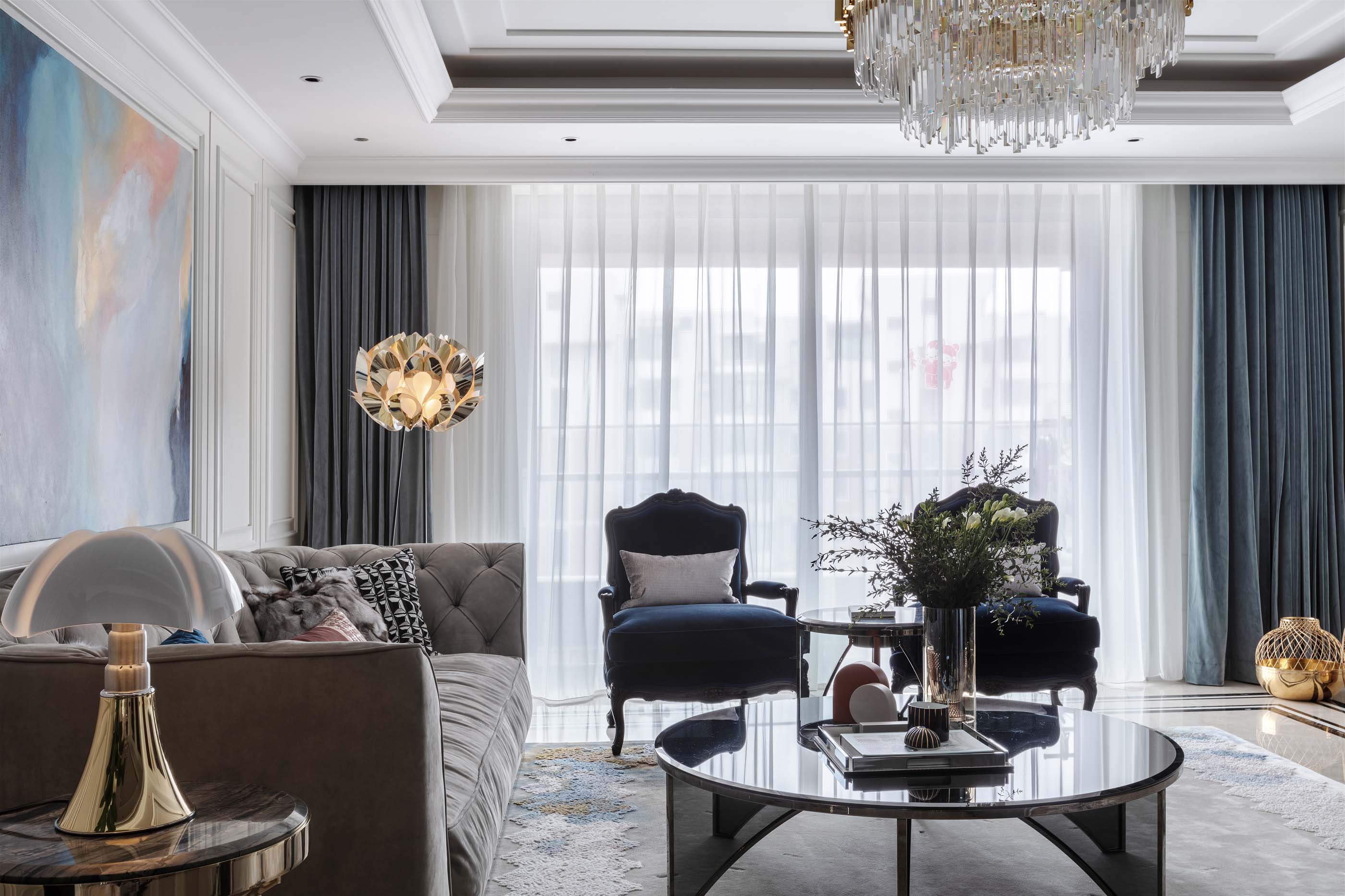 現(xiàn)代輕奢風格室內家裝案例效果圖-客廳沙發(fā)