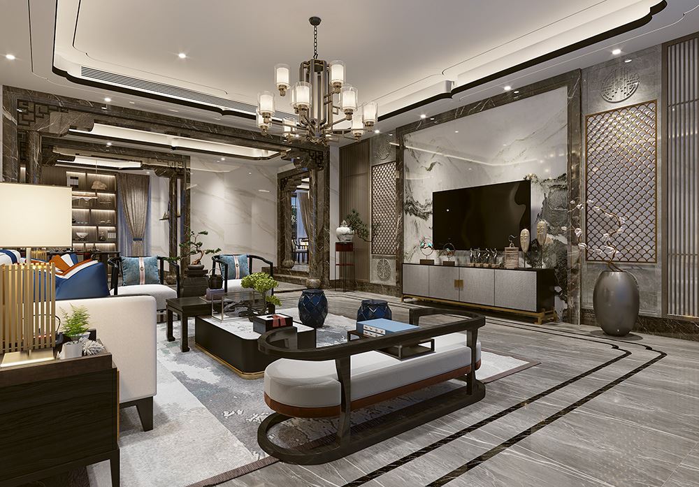 佛山市萬科金域水岸新中式風(fēng)格別墅裝修案例