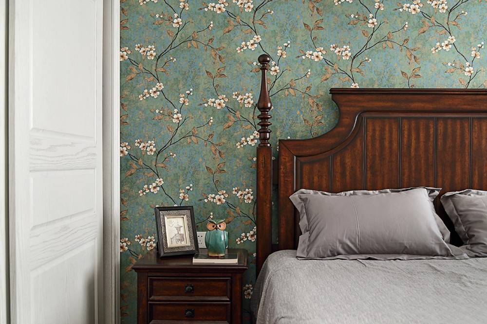 美式田園風格室內(nèi)家裝案例效果圖-臥室