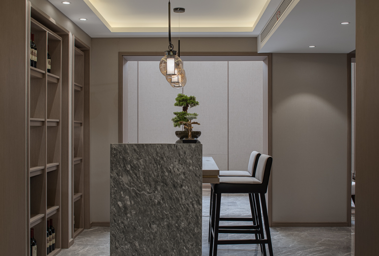 新中式風格別墅室內(nèi)設(shè)計家裝案例-吧臺