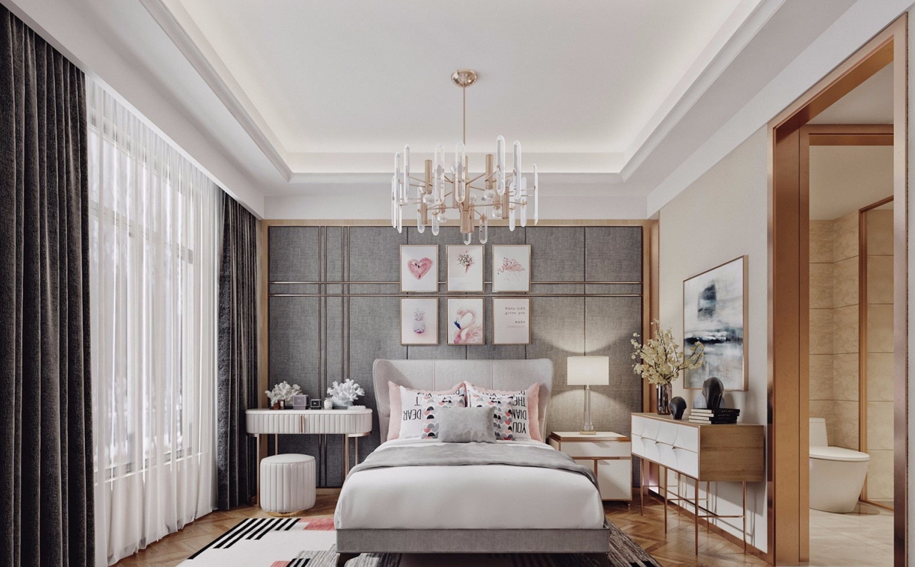 現(xiàn)代前衛(wèi)風格室內裝修效果圖-萬和國際三居111平米-臥室