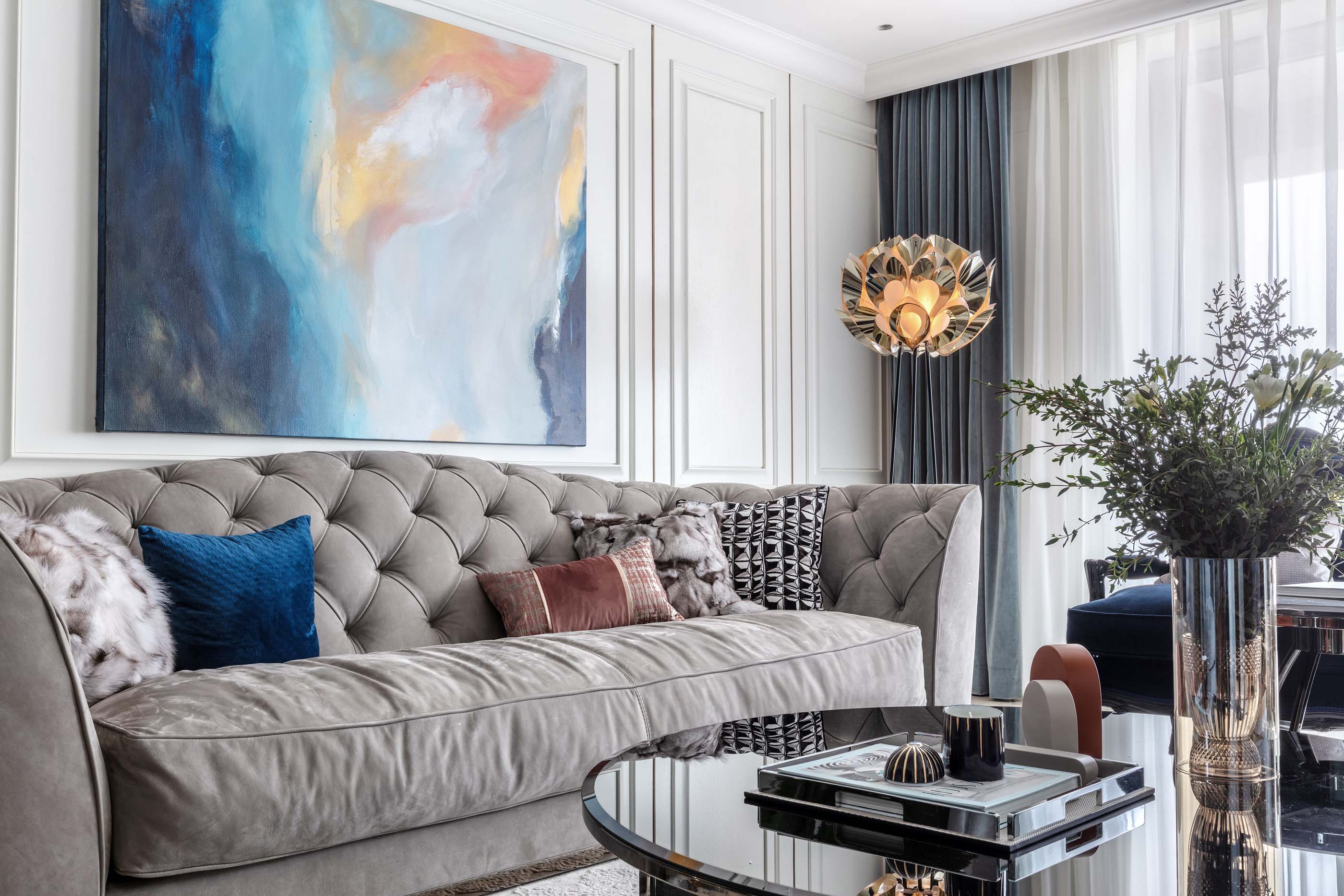 現(xiàn)代輕奢風格室內家裝案例效果圖-客廳