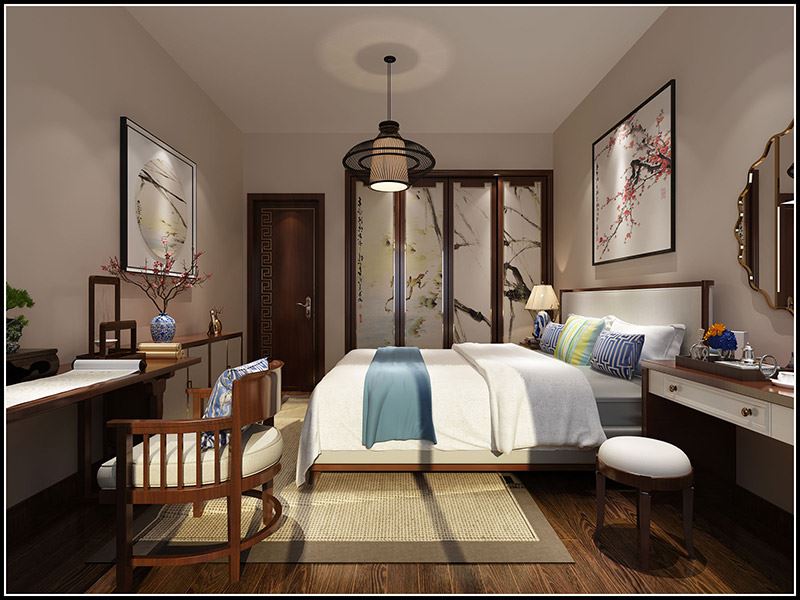 佛山市弘陽(yáng)德商昕悅府新中式風(fēng)格二居室裝修案例