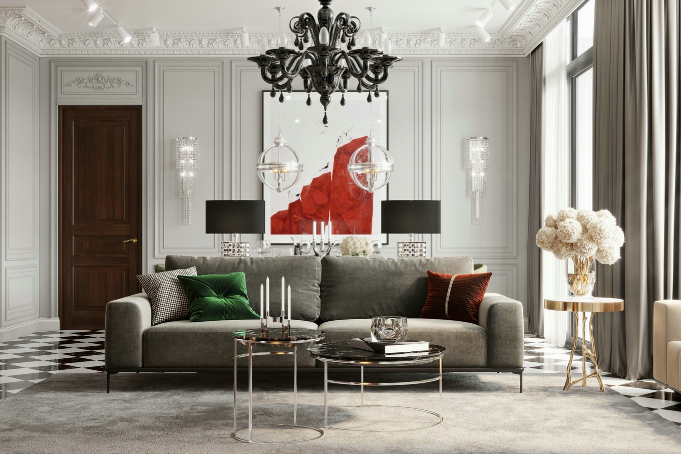 佛山裝修公司歐式風格室內(nèi)裝修效果圖-客廳