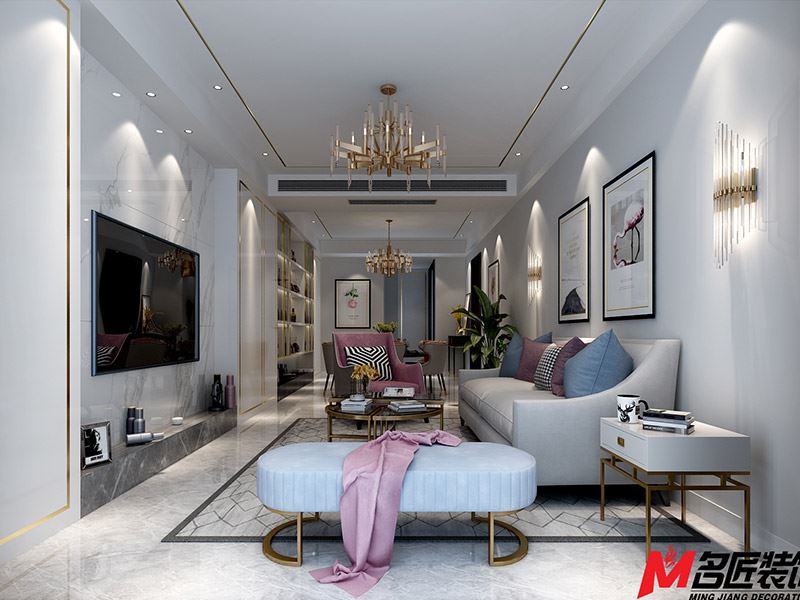 臺州市碧湖山莊輕奢風(fēng)格三居室裝修案例