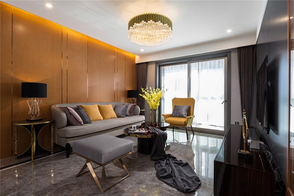 南寧市富鳴陽光城輕奢風(fēng)格三居室裝修案例