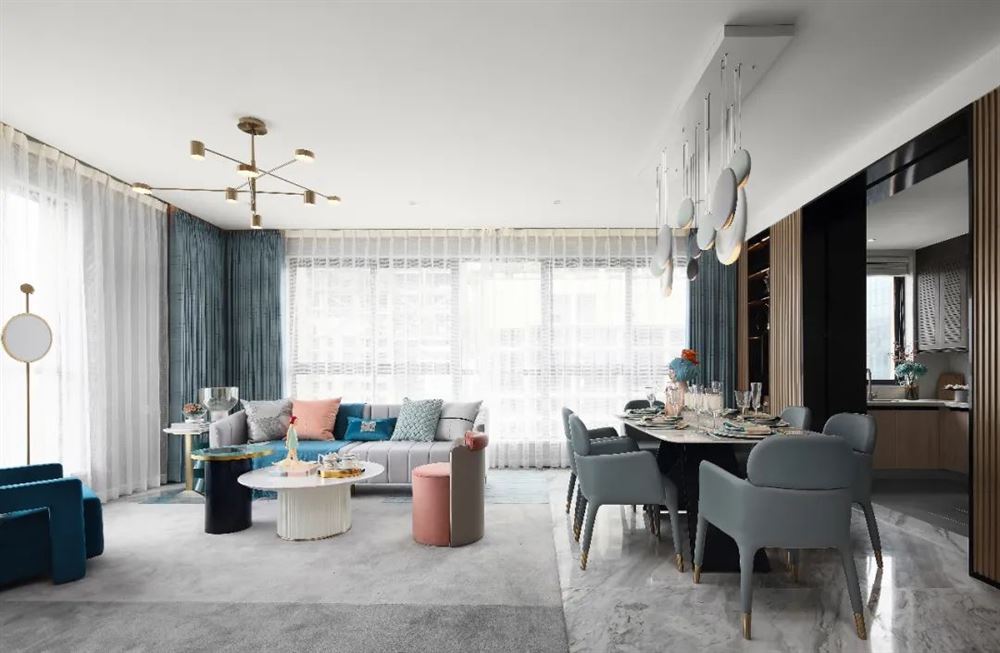 臺州市八一賓館邊輕奢風格三居室裝修案例