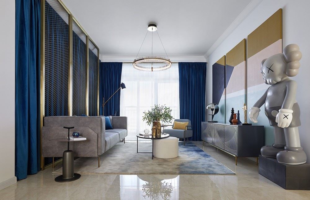 佛山市翡翠西江輕奢風(fēng)格三居室裝修案例