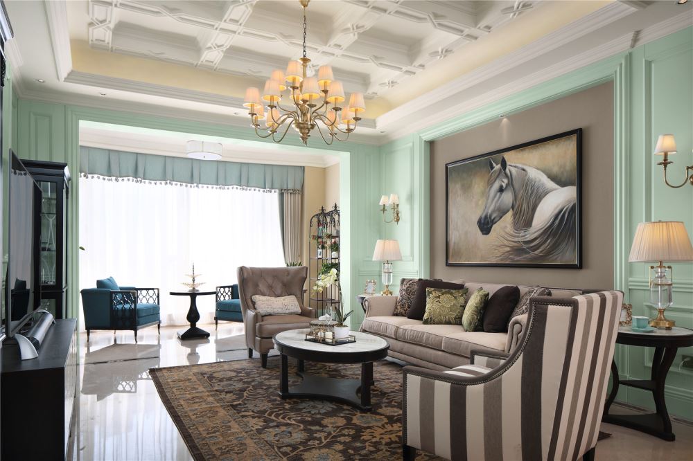 江門市珠江國(guó)際新城美式風(fēng)格三居室裝修案例