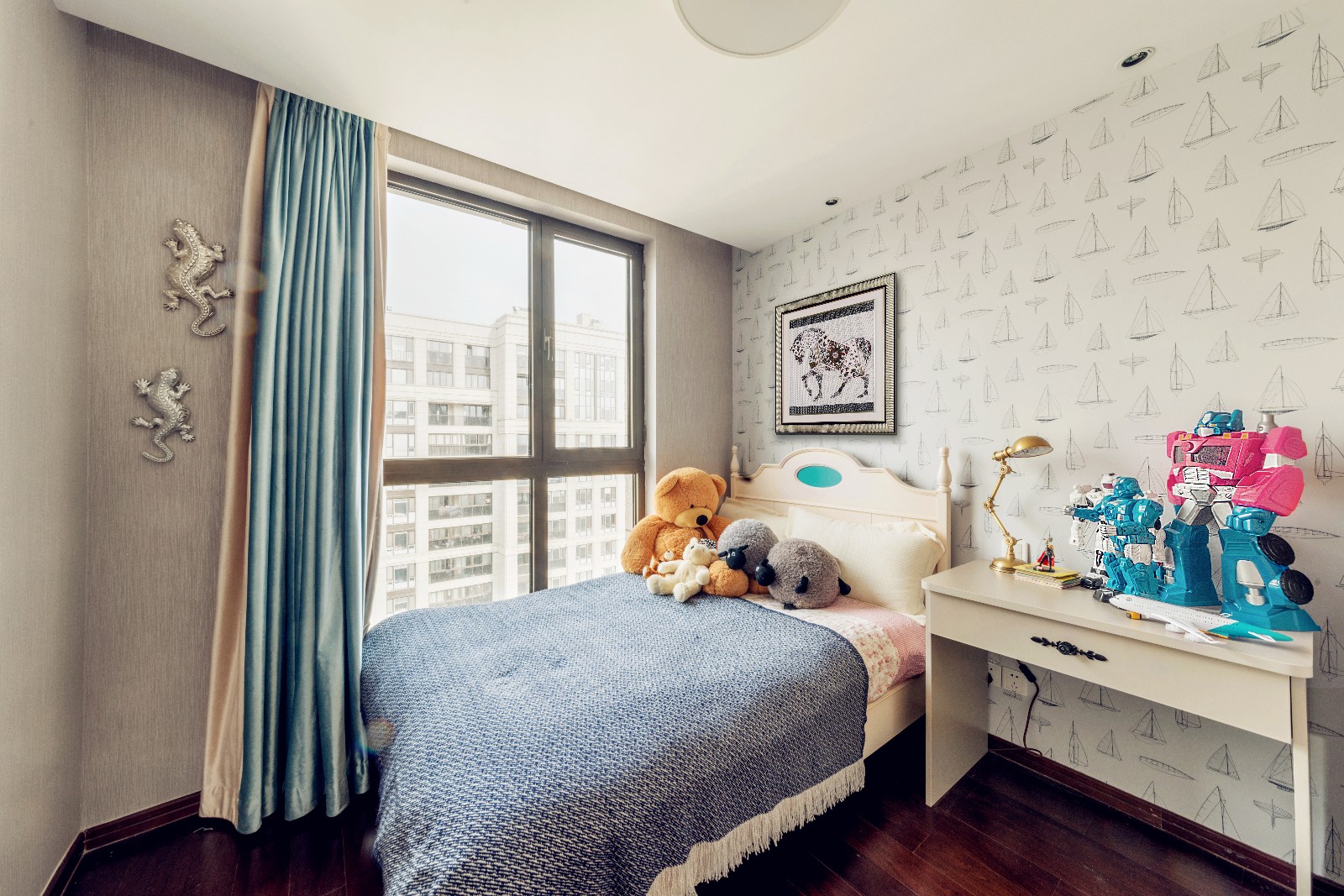 美式田園風格家裝設計室內(nèi)裝修效果圖-次臥