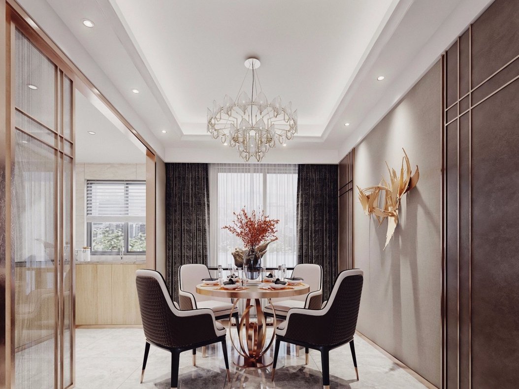 現(xiàn)代前衛(wèi)風格室內裝修效果圖-萬和國際三居111平米-餐廳