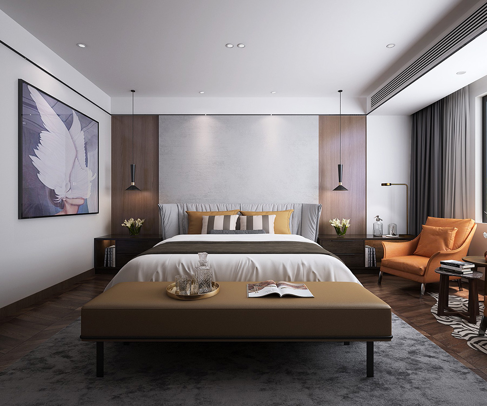 輕奢風格別墅裝修設(shè)計效果圖-碧桂園翠錦豪庭別墅470平米-別墅臥室裝修設(shè)計