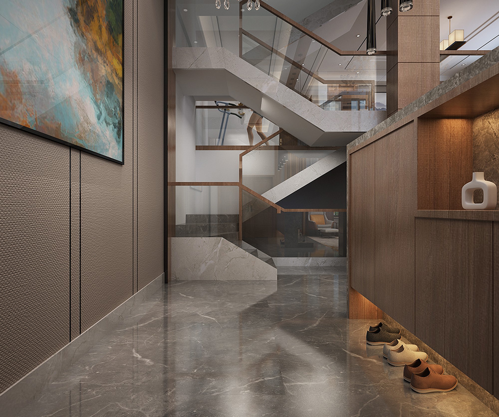 輕奢風格別墅裝修設(shè)計效果圖-碧桂園翠錦豪庭別墅470平米-別墅玄關(guān)裝修設(shè)計