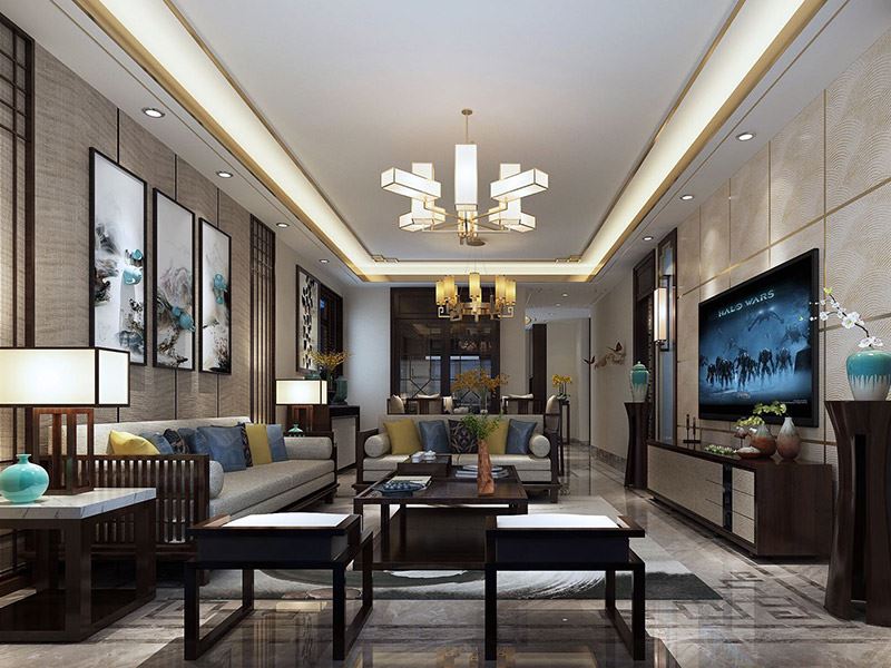 自貢市B2-5安置房新中式風(fēng)格別墅裝修案例