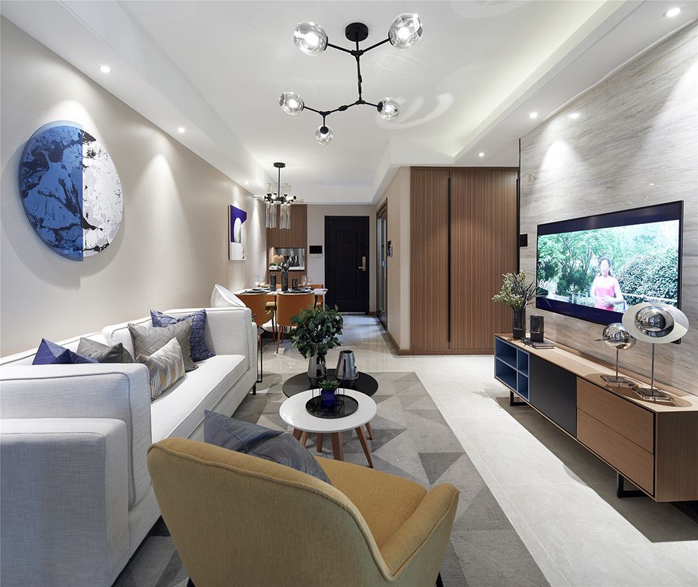 南寧市紅日江景現(xiàn)代風(fēng)格三居室裝修案例