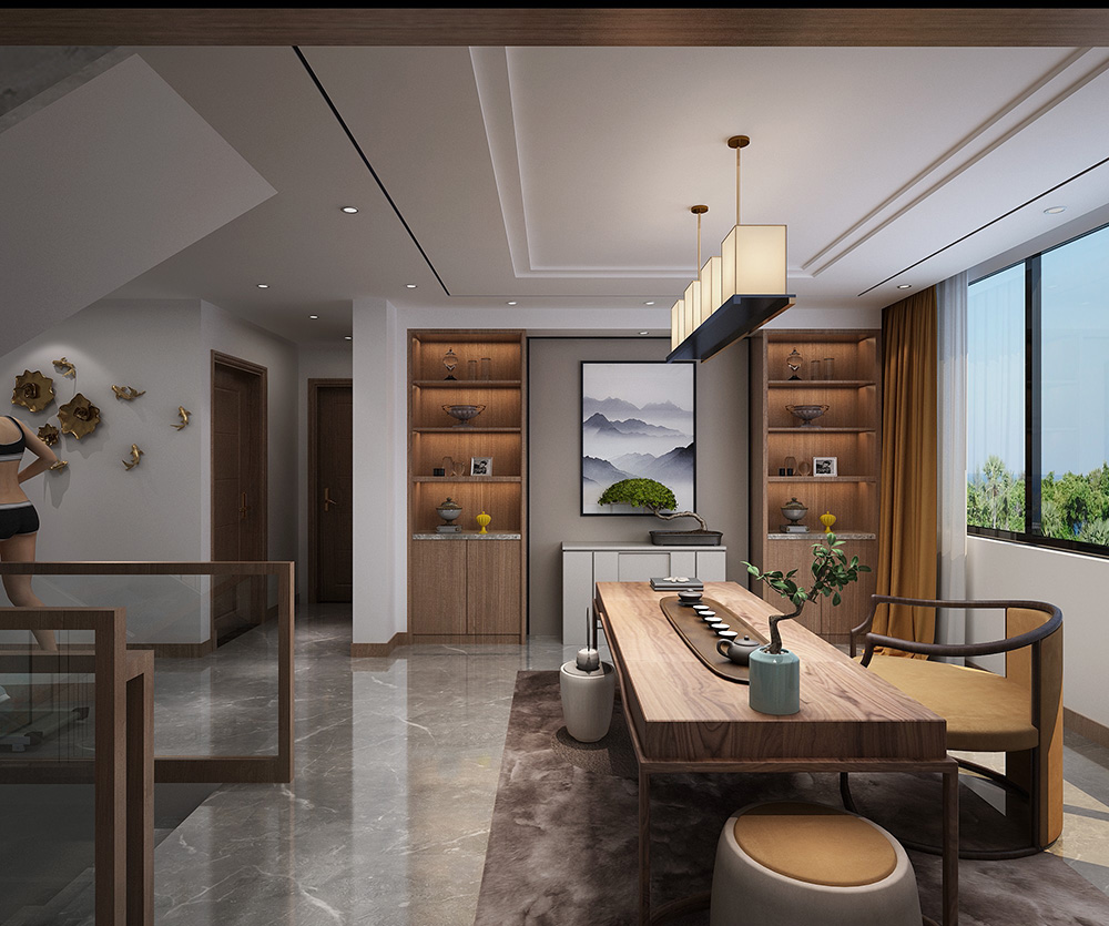 輕奢風格別墅裝修設(shè)計效果圖-碧桂園翠錦豪庭別墅470平米-別墅茶室裝修設(shè)計