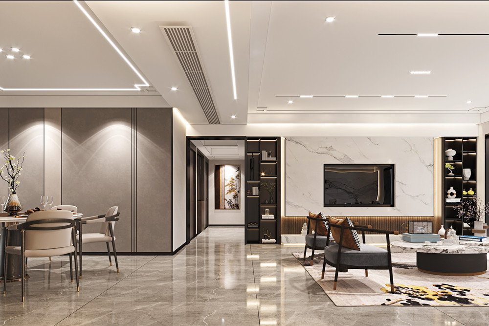 汕頭市云薈府新中式風(fēng)格四居室裝修案例