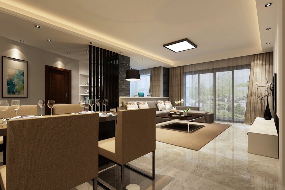 江門市寶堤灣畔現(xiàn)代簡約風(fēng)格三居室裝修案例