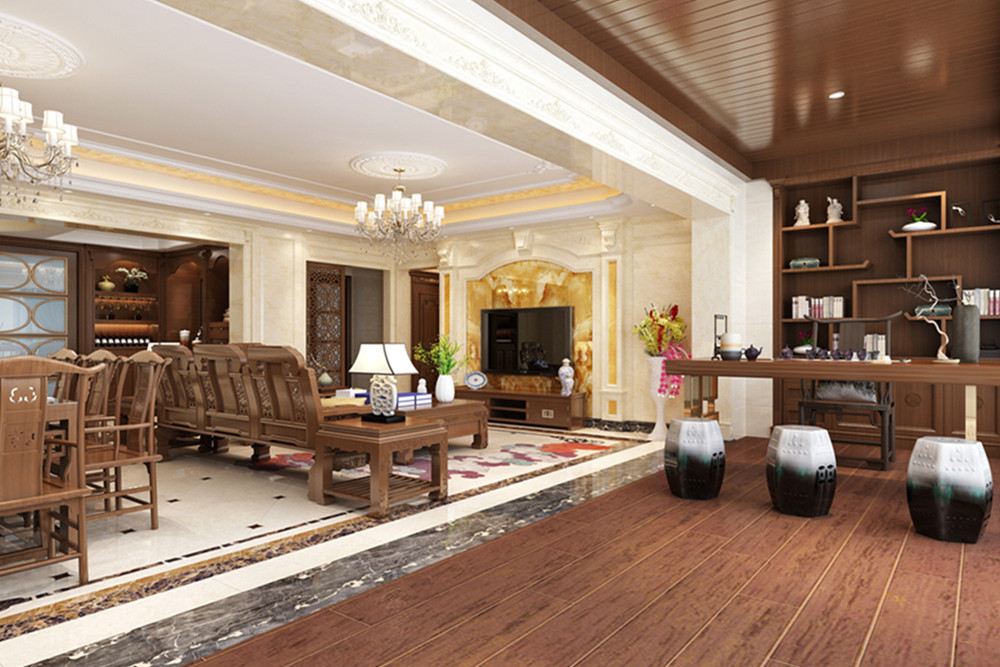 珠海市佳兆業(yè)&middot;金域都薈新中式風(fēng)格四居室裝修案例
