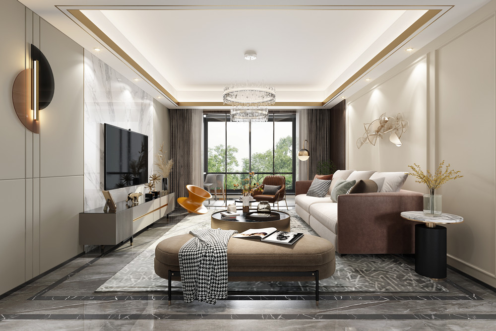 嘉興市中山花苑輕奢風(fēng)格三居室裝修案例